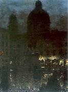 Aleksander Gierymski Wittelsbacher Square during the night. USA oil painting artist